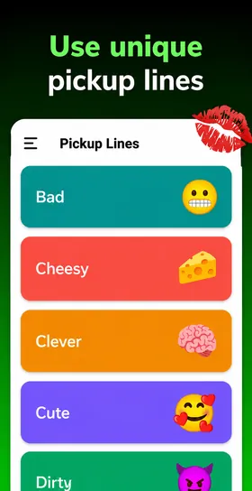RizzOne rizz app showing pickup lines and dating conversation examples